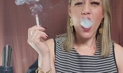 Smoking Long All White Cigarette And Talking To You