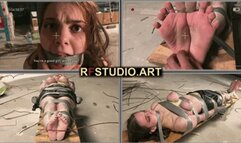 Foxy Captured at the Construction Site - Tight Breast Bondage and Dirty Barefoot Bastinado (UHD 4K MP4)
