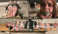 Foxy Captured at the Construction Site - Tight Breast Bondage and Dirty Barefoot Bastinado (FULL HD MP4)