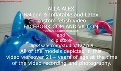 Alla deflates an inflatable blue whale and an inflatable bird