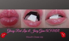 Glossy Red Lips & Juicy Gum ASMR | Mouth Close-Up
