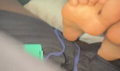 college girl face me footjob on couch