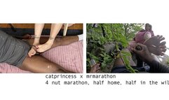 Drained on a cliff and almost caught! 4 nut marathon, first 2 at home, then 2 on top of a cliff, public draining and jerk off, size 9 pink pedi milf feet on bbc, pov 1