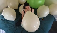 88 Blowing up and Riding 18in Tan Balloons Nonpop
