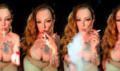 The Beauty of Smoking in Off White Leather - Audible Inhales and Exhales - Dunhill White 100