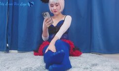 Japanese Ignoring Cosplay JOI Blue Tights Soles