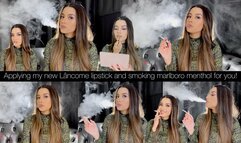 Applying my new Lâncome lipstick and smoking marlboro menthol for you!