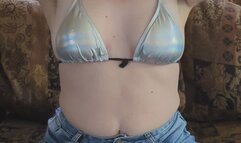 Bikini top Breast teasing and striptease