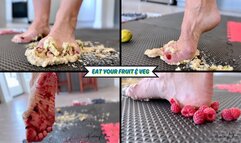 Eat Your Fruits & Veg - Kortney Olson Wants You To Eat Healthy - Using Her Big Size 9 Foot For Food Crush, She Smashes a Variety of Fruit, Then Invites You To Eat It Off Her Foot - UltraHD (MP4)
