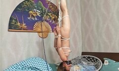 hopping around while i am tied and gagged , suspended bondage