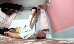 Danielle Little Black Shorts & Chunky White Boots Trample FLOOR CAM (4K)