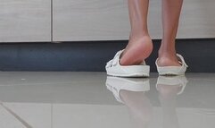 Zena's White Rubber Sandals - Foot Tease (Part 2)
