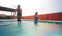 Amy and Naomi are having a Friendly Water Fight