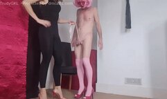 Miss Trudy gives her pathetic slave cock dick slapping