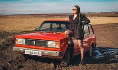 CAR STUCK Sales rep gets stuck in mud on farm