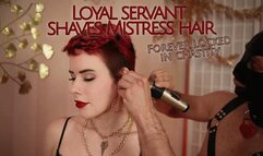 Slave in chastity shaves Mistress' hair with clippers - shaving - hair fetish - buzzcut woman