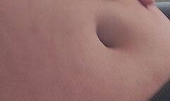 In the morning sitting in a gamer chair rubbing my belly and navel