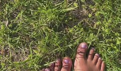 Temptress Mango Walks Barefoot In The Grass - Ebony Foot Fetish