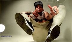 SKATER BADBOY STANDS OVER YOU TALKING DOWN