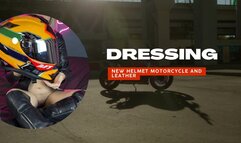 dressing new helmet motorcycle and leather