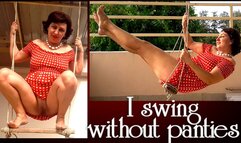 Regina Noir housewife swinging without panties on a swing outdoors Slow motion