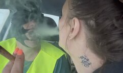 dildo sucking smoking and spitting outdoor