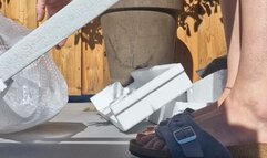 watch me how i crush styrofoam and bubble wrap barefoot and with my birkenstocks