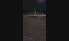 sissy goes for a night time public walk and gets seen by a passing car