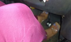 Driving a car and pumping the pedals with her high heels (2)