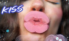 Sensual creamy pink lipgloss kiss