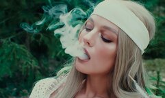 Smoky hippie walks and masturbates in the woods