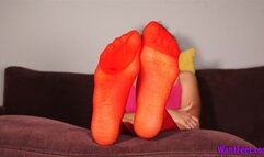 Joyce Red Pantyhose Feet - Stockings - HD MP4