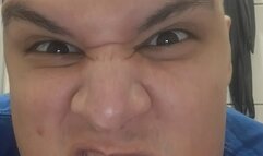 Making silly scary faces on the toilet