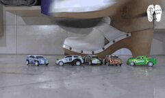 Tin Cars under hard wooden Clogs floor view