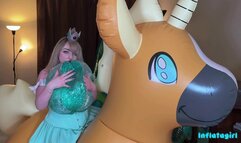 Princess Rosalina Blows Up Sparkly Teal Beach Ball On Honey Poof