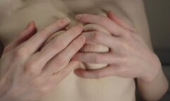 Massaging and self sucking my small tits