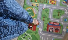 Carina crushed the broken wardrobe with her Birkenstocks