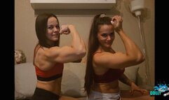 Kim and Dolly flexing beautiful muscles