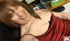 Elegant lady wanks her cock for you