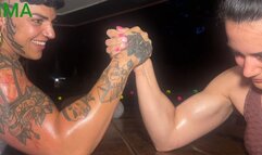 Dolly vs Little Goth Bat - armwrestling