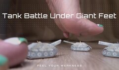 Tank Battle Under Giant Feet (fx, foot crush, military tanks)