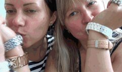 Two sexy ladies masturbate with wristwatch 2Ma