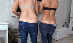 Lowered jeans sexy butts Je