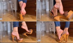 Solesmad dangling in Kiara Brown wood mules with french pedi