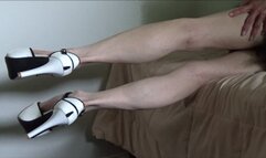 Lilly, her new shoes, her side calf flexing