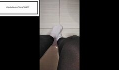 Bianca itches feet out of shoes and sweaty socks