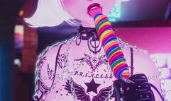 Latex & Lollipop — Slurpy Tease, Tit Bounce & Handjob Play in Choker and Pastie