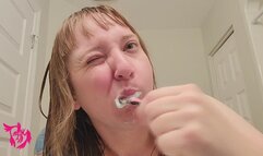 Brushing Teeth with Wet Hair Topless