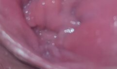 pointing a flashlight at my pussy and tits