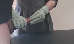 Nurse green gloves handjob